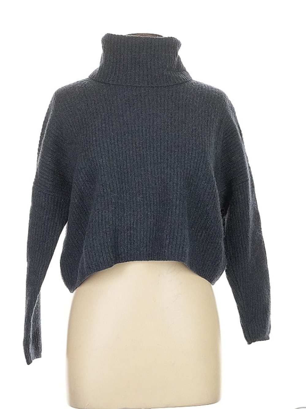 Madewell Cashmere Ribbed Turtleneck Cropped Sweater